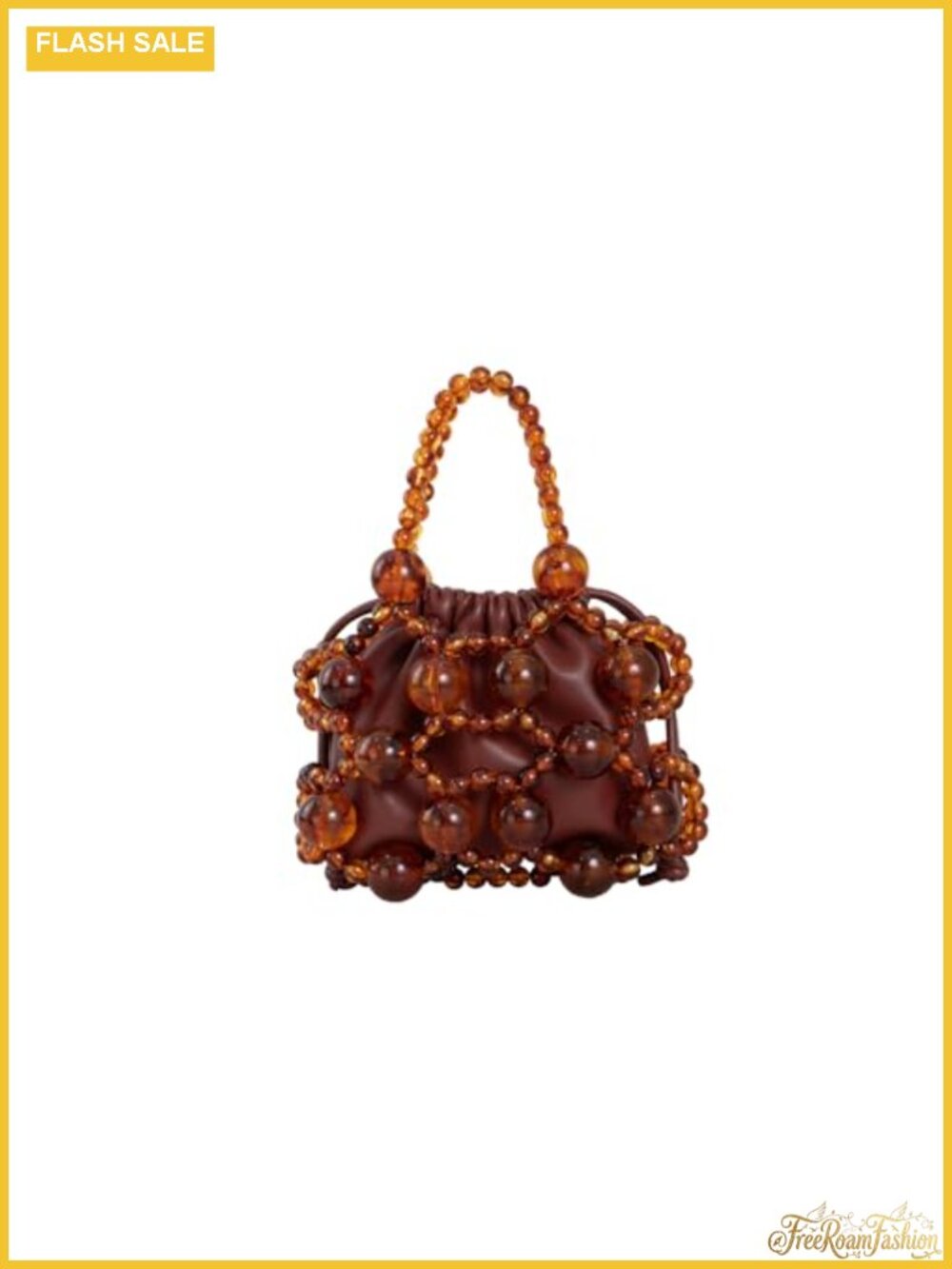 Women's Hand-Beaded Faux Leather Evening Bag with Detachable Chain Strap